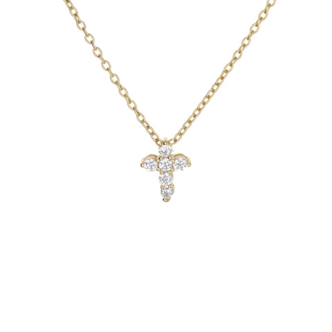 SMALL CHUNKY CZ CROSS NECKLACE