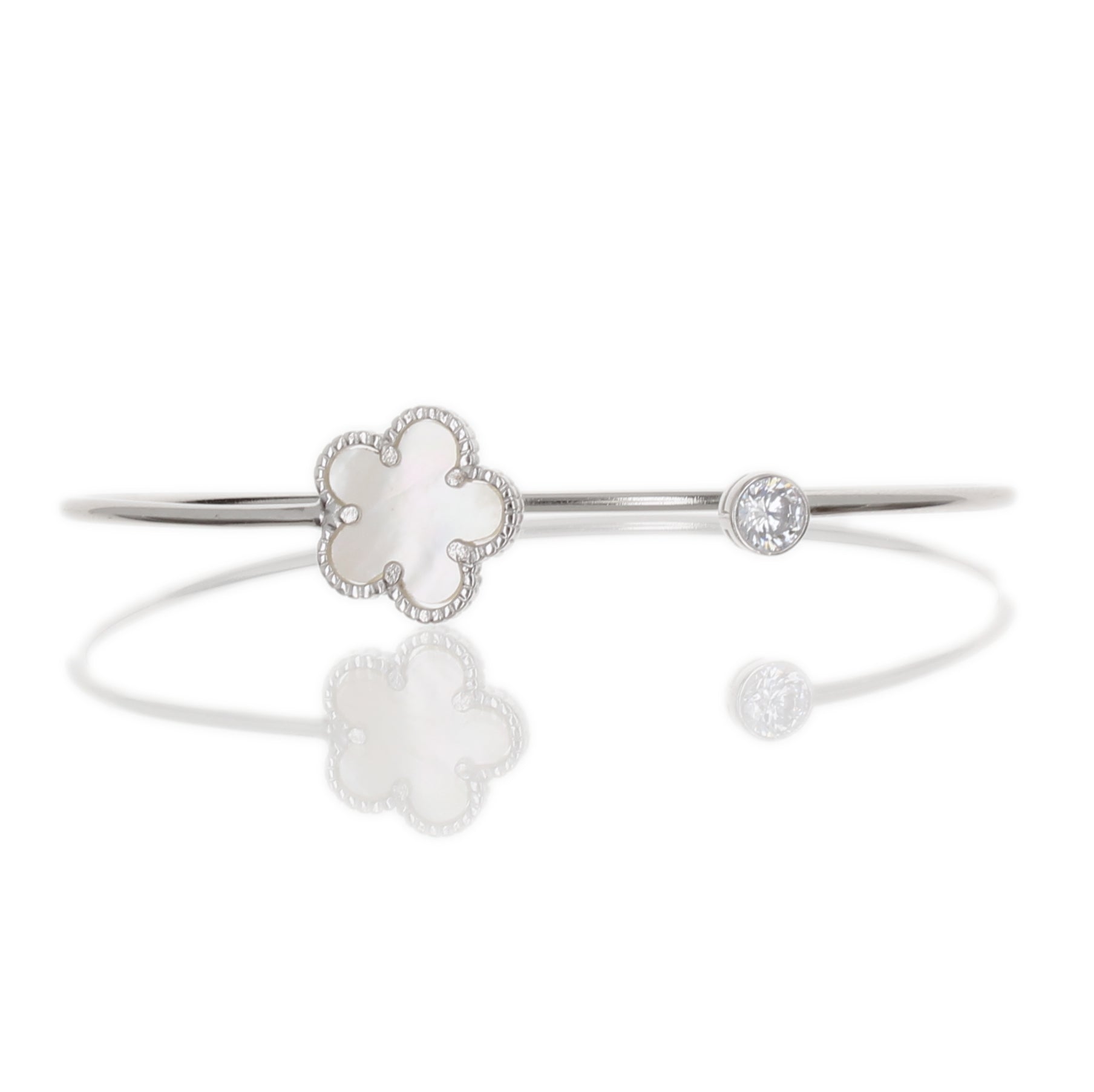 MOTHER OF PEARL FLOWER & CZ BANGLE