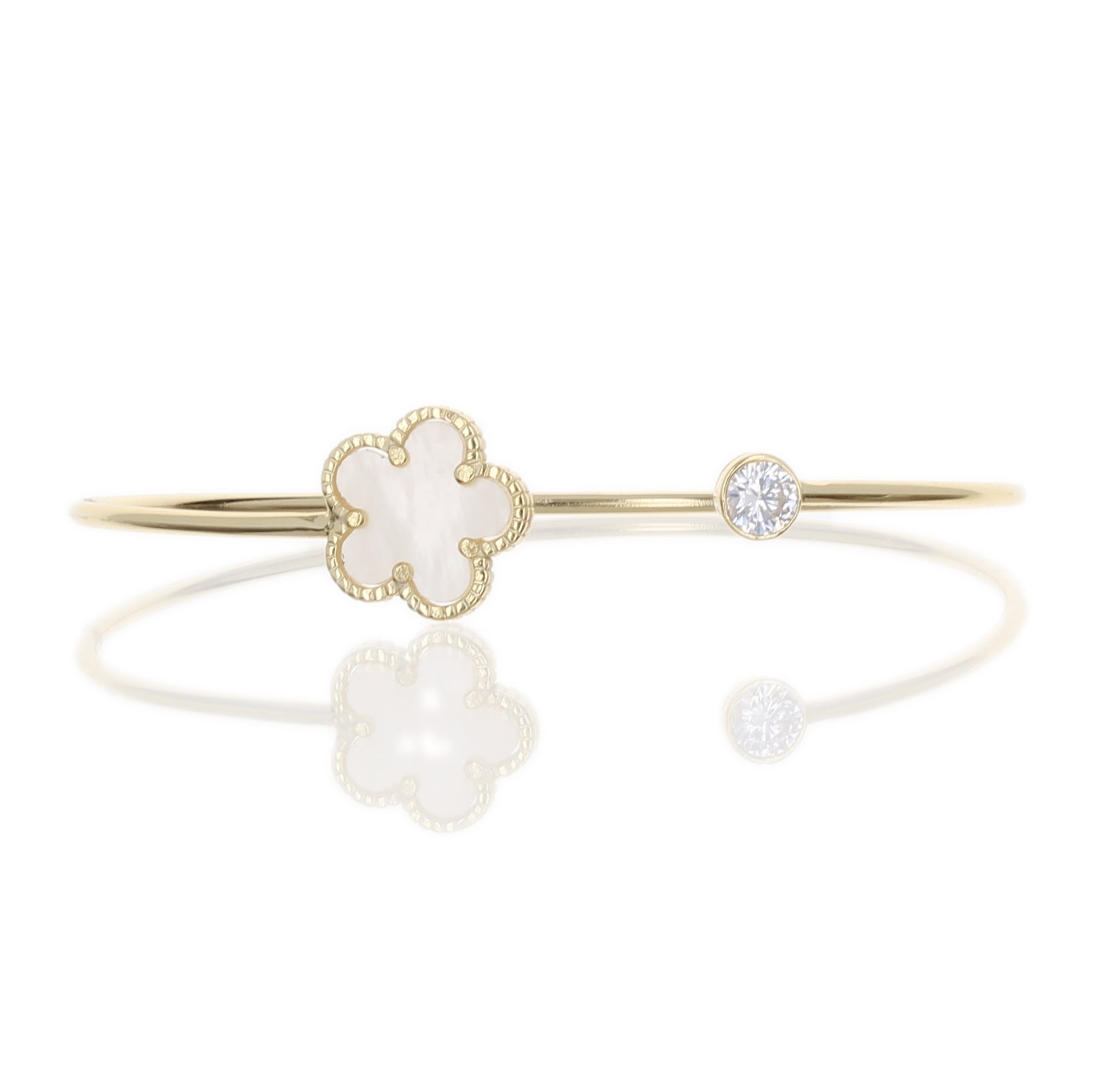 MOTHER OF PEARL FLOWER & CZ BANGLE
