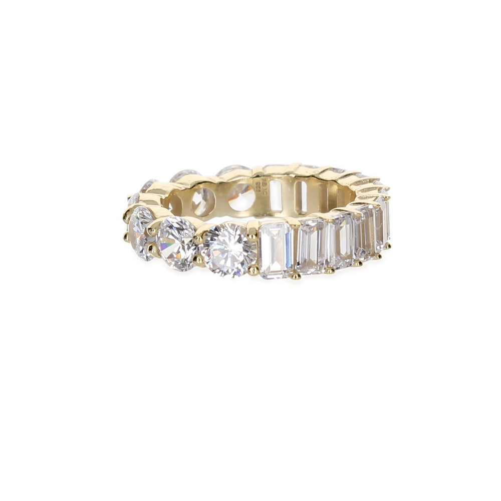 BAGUETTE AND ROUND 3MM CZ RING