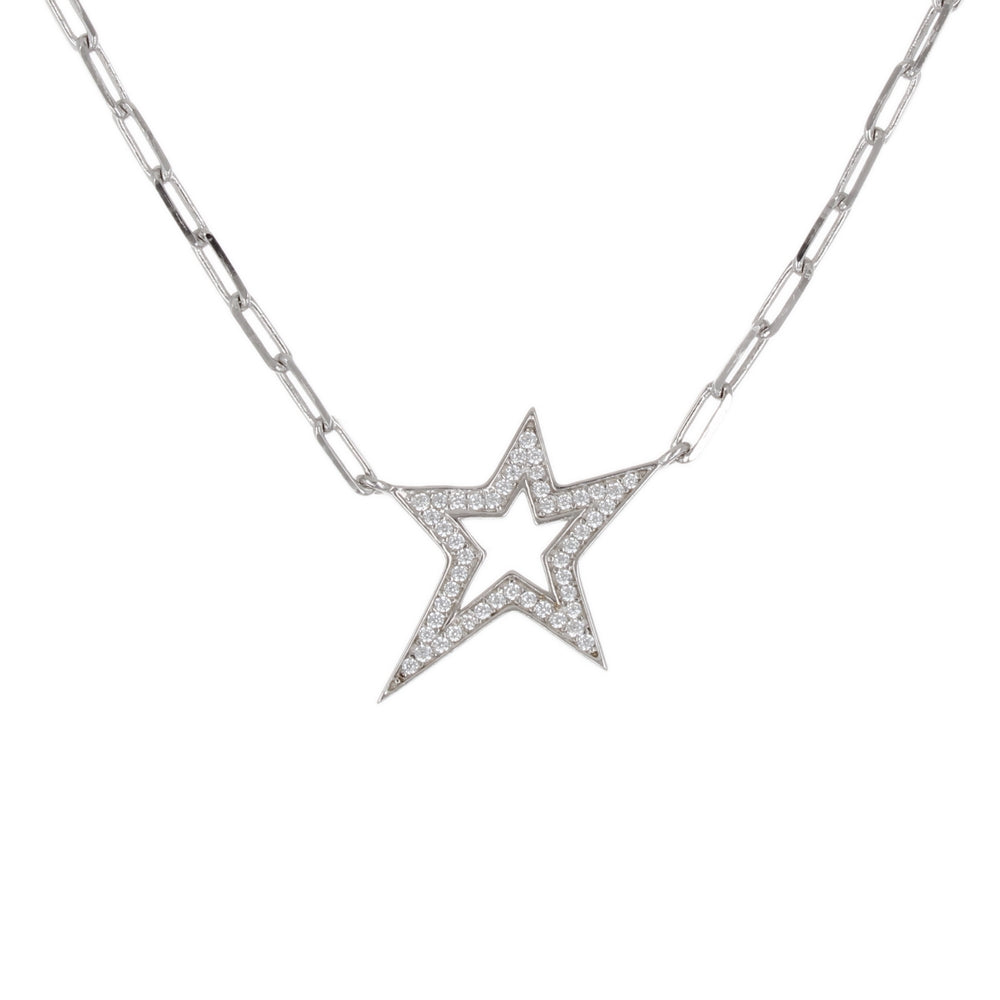 PAVE STAR W LINK NECKLACE