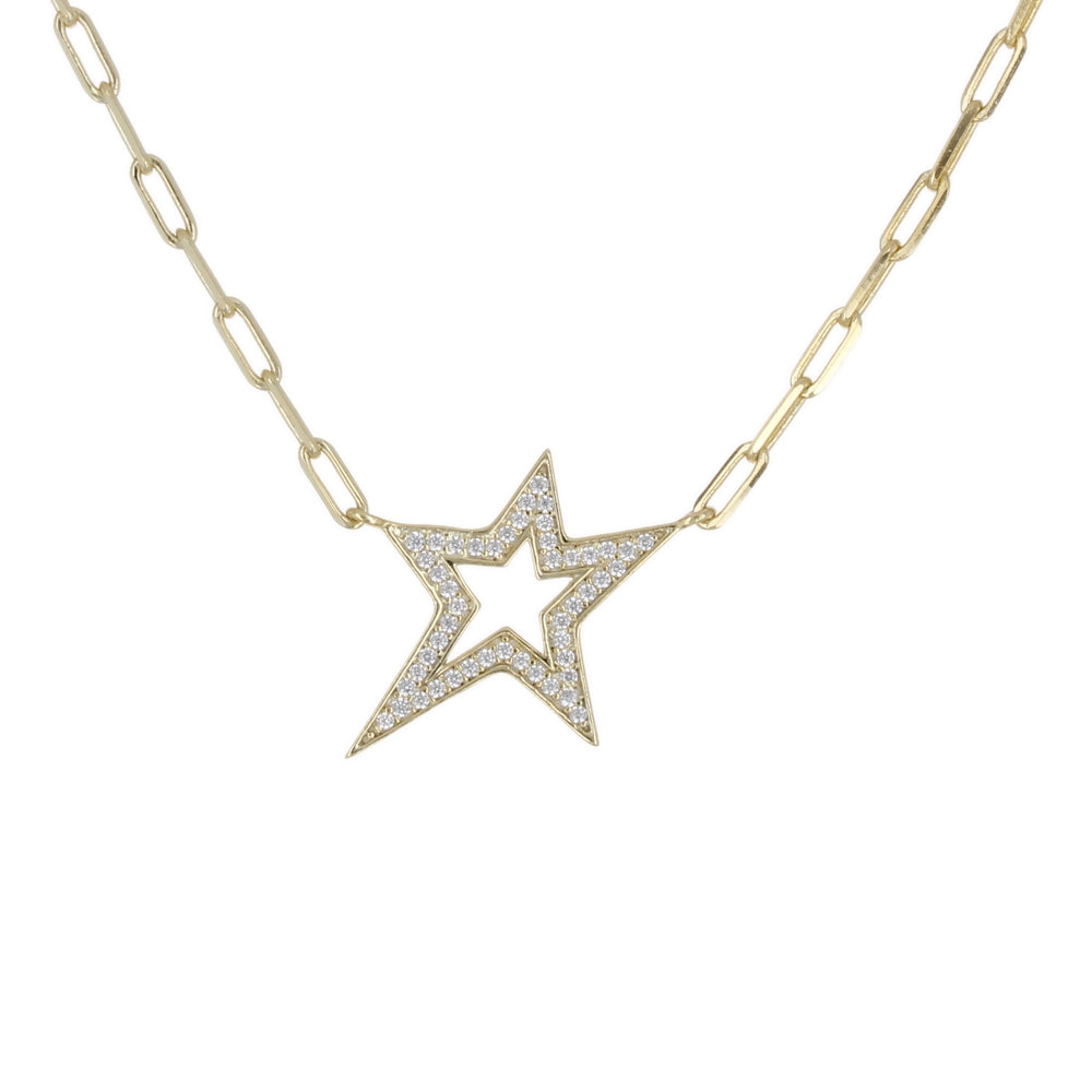PAVE STAR W LINK NECKLACE