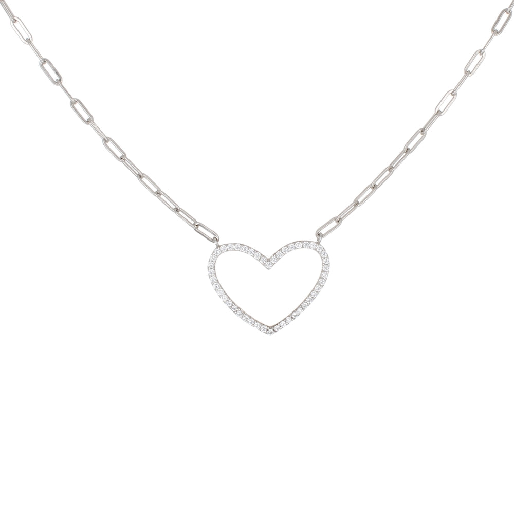 PAVE OPEN HEART LINK NECKLACE