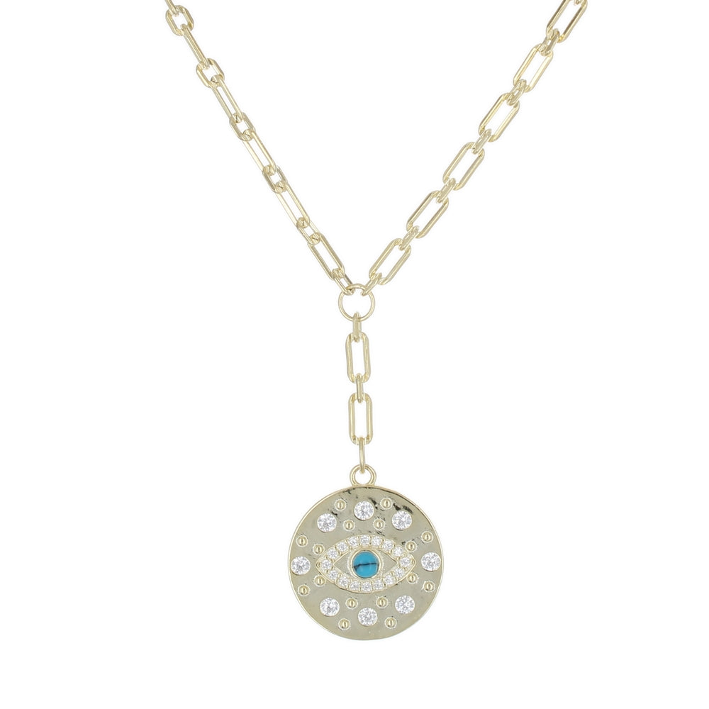 CHAIN NECKLACE WITH DROP EYE MEDALLION
