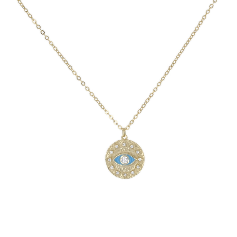 TINY MATTED EYE COIN NECKLACE