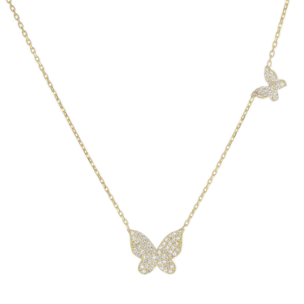 PAVE DOUBLE BUTTERFLY NECKLACE