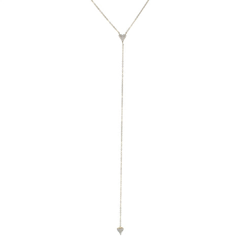 BABY PAVE HEART LARIAT NECKLACE