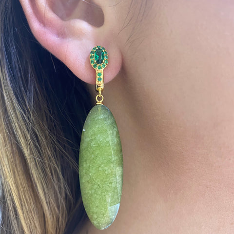 Long jade drop earring
