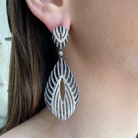 Zebra pave drop earring
