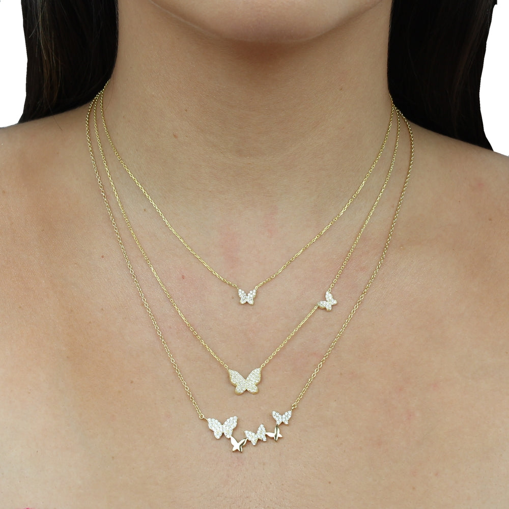 PAVE DOUBLE BUTTERFLY NECKLACE